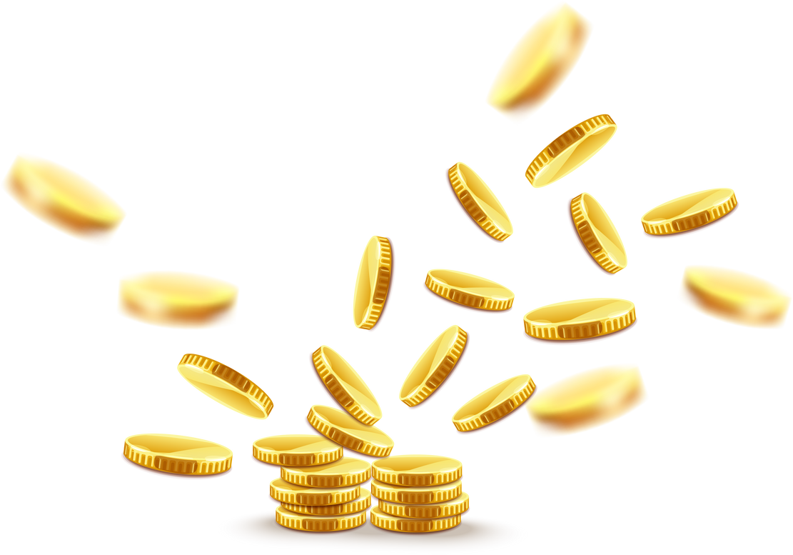 Gold coins explosion PNG